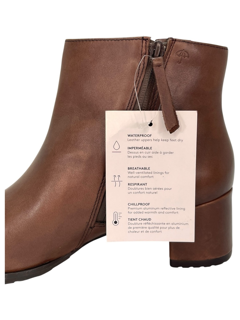 Naturalizer Joy Brown Leather Weatherproof Womens Ankle Boots Size 9.5M - Picture 7 of 13